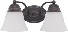  60/3166 - Empire - 2 Light 15" Vanity with Frosted White Glass - Mahogany Bronze Finish