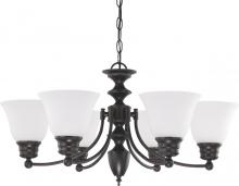  60/3169 - Empire - 6 Light Chandelier with Frosted White Glass - Mahogany Bronze Finish