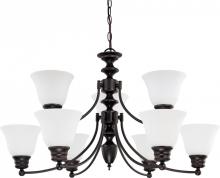  60/3171 - Empire - 9 Light Chandelier with Frosted White Glass - Mahogany Bronze Finish