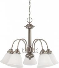  60/3240 - Ballerina - 5 Light Chandelier with Frosted White Glass - Brushed Nickel Finish