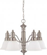  60/3242 - Gotham - 5 Light Chandelier with Frosted White Glass - Brushed Nickel Finish