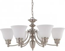  60/3255 - Empire - 6 Light Chandelier with Frosted White Glass - Brushed Nickel Finish