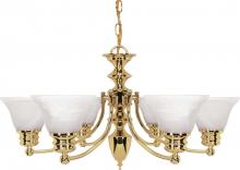  60/357 - Empire - 6 Light Chandelier with Alabaster Glass - Polished Brass Finish