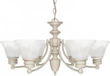  60/359 - Empire - 6 Light Chandelier with Alabaster Glass - Textured White Finish