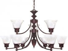  60/362 - Empire - 9 Light 2 Tier Chandelier with Alabaster Glass - Old Bronze Finish