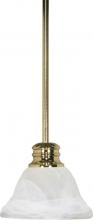  60/367 - Empire - 1 Light 7" Mini Pendant with Alabaster Glass - Polished Brass Finish