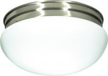 Nuvo 60/406 - 2-Light Large Flush Mount Ceiling Light in Brushed Nickel Finish with White Mushroom Glass and (2)