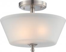  60/4151 - Surrey - 3 Light Semi Flush with Frosted Glass - Brushed Nickel Finish