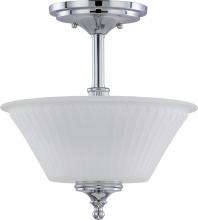  60/4268 - Teller - 2 Light Semi Flush with Frosted Etched Glass - Polished Chrome Finish