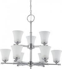  60/4269 - Teller - 9 Light Two Tier Chandelier with Frosted Etched Glass - Polished Chrome Finish