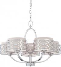 60/4625 - Harlow - 5 Light Chandelier with Slate Gray Fabric Shades - Polished Nickel Finish