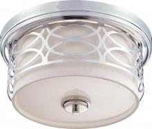  60/4627 - Harlow - 2 Light Flush Dome with Slate Gray Fabric Shade - Polished Nickel Finish
