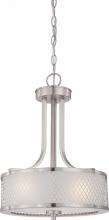  60/4686 - Fusion - 3 Light Pendant with Frosted Glass - Brushed Nickel Finish
