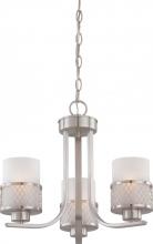  60/4687 - Fusion - 3 Light Chandelier with Frosted Glass - Brushed Nickel Finish