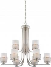  60/4689 - Fusion - 9 Light Chandelier with Frosted Glass - Brushed Nickel Finish