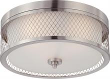  60/4691 - Fusion - 3 Light Flush Dome with Frosted Glass - Brushed Nickel Finish