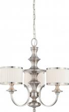  60/4734 - Candice - 3 Light Chandelier with Pleated White Shades - Brushed Nickel Finish