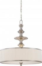  60/4736 - Candice - 3 Light Pendant with Pleated White Shade - Brushed Nickel