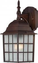  60/4905 - Adams - 1 Light 14" Wall Lantern with Frosted Glass - Rustic Bronze Finish