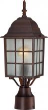  60/4908 - Adams - 1 Light 17" Post Lantern with Frosted Glass - Rustic Bronze Finish