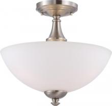  60/5044 - Patton - 3 Light Semi Flush with Frosted Glass - Brushed Nickel Finish