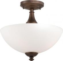  60/5144 - Patton - 3 Light Semi Flush with Frosted Glass - Prairie Bronze Finish