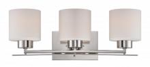  60/5203 - Parallel - 3 Light Vanity with Etched Opal Glass - Polished Nickel Finish