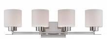  60/5204 - Parallel - 4 Light Vanity with Etched Opal Glass - Polished Nickel Finish