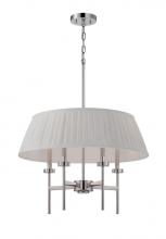  60/5218 - 4-Light Pendant Light Fixture in Polished Nickel Finish with White Fabric Shade