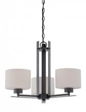  60/5306 - Parallel - 3 Light Chandelier with Etched Opal Glass - Aged Bronze Finish