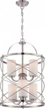 60/5329 - Ginger - 6 Light 2 Tier Chandelier with Satin White Glass - Brushed Nickel Finish