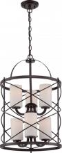  60/5339 - Ginger - 6 Light 2 Tier Chandelier with Satin White Glass - Old Bronze Finish