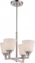  60/5458 - Mobili - 4 Light Chandelier with Satin White Glass - Brushed Nickel Finish