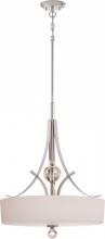  60/5494 - Connie - 3 Light Pendant with Satin White Glass - Polished Nickel Finish