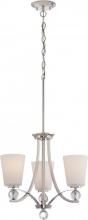  60/5496 - Connie - 3 Light Chandelier with Satin White Glass - Polished Nickel Finish