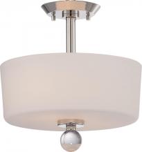  60/5497 - Connie - 2 Light Semi Flush with Satin White Glass - Polished Nickel Finish