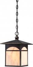  60/5654 - Canyon - 1 Light - Hanging Lantern with Honey Stained Glass - Umber Bronze Finish Finish