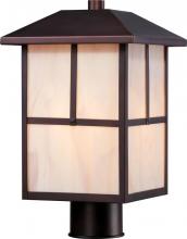  60/5675 - Tanner - 1 Light - Post Lantern with Honey Stained Glass - Claret Bronze Finish