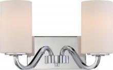  60/5802 - Willow - 2 Light Vanity with White Glass - Polished Nickel Finish