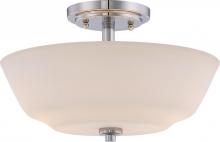  60/5806 - Willow - 2 Light Semi Flush with White Glass - Polished Nickel Finish