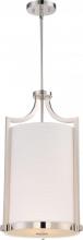  60/5882 - Meadow - 3 Light Foyer with White Fabric Shade - Polished Nickel Finish