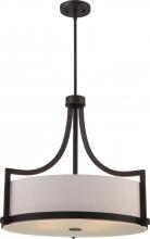  60/5886 - Meadow - 4 Light Pendant with White Fabric Shade - Russet Bronze Finish