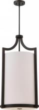 60/5890 - Meadow - 4 Light Large Foyer Pendant with White Fabric Shade - Russet Bronze Finish