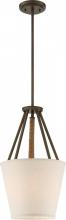  60/5897 - Seneca - 3 Light 12'' Pendant with Beige Linen Fabric Shade - Aged Bronze Finish with Rope