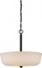  60/5907 - Willow - 4 Light Pendant with White Glass - Aged Bronze Finish
