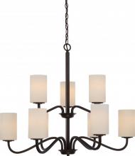  60/5909 - Willow - 9 Light 2-Tier Hangng with White Glass - Aged Bronze Finish