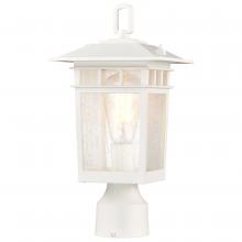 60/5954 - Cove Neck Collection Outdoor Medium 14 inch Post Light Pole Lantern; White Finish with Clear Seeded