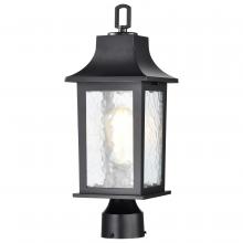  60/5957 - Stillwell Collection Outdoor 17 inch Post Light Pole Lantern; Matte Black with Clear Water Glass