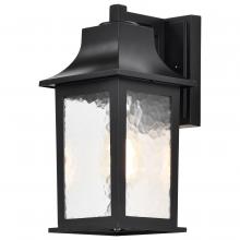  60/5959 - Stillwell Collection Outdoor 13 inch Wall Light; Matte Black Finish with Clear Water Glass