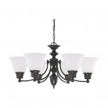  60/6042 - Empire; 6 Light; 26 in.; Chandelier with Frosted White Glass; Color Retail Packaging